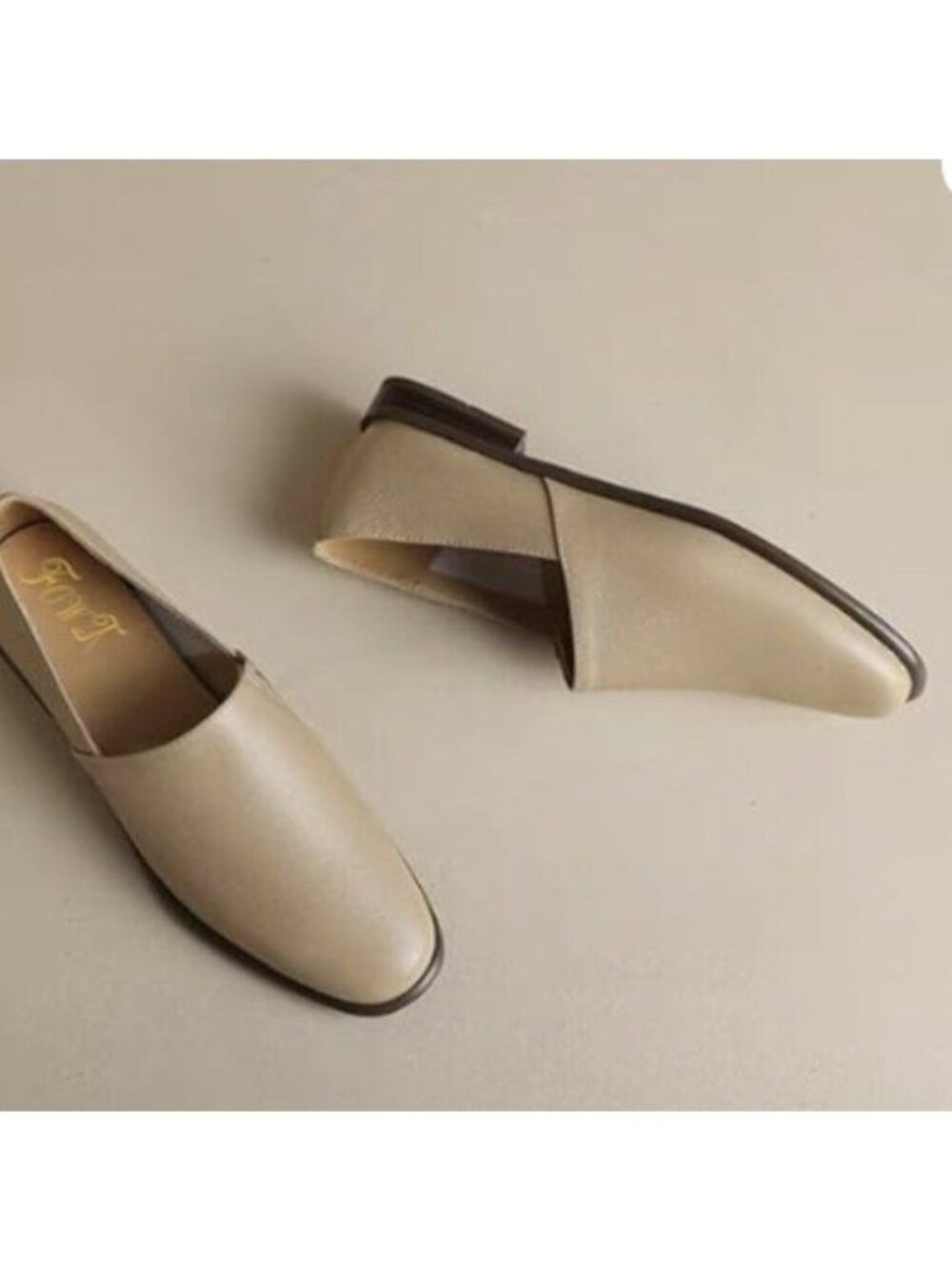 FOWT Women Fashion Closed Almond Toe Pumps Loafer Flats Shoes Apricot